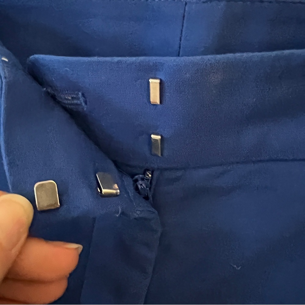 Chico's Blue Cropped Ankle Pants with Sleek Silhouette - Picture 7 of 14